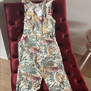Mayoral Tropical Leaf Print Jumpsuit